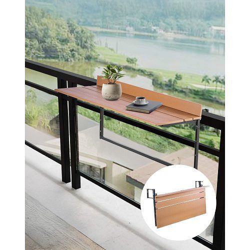 VEVOR Klappbarer Balkon-Hängetisch 1000x345mm, 5-stufig verstellbar, für 1-5,3 Zoll Geländer, Serviertisch Terrasse/Deck, FXGZFM15INCH2IBS1V0