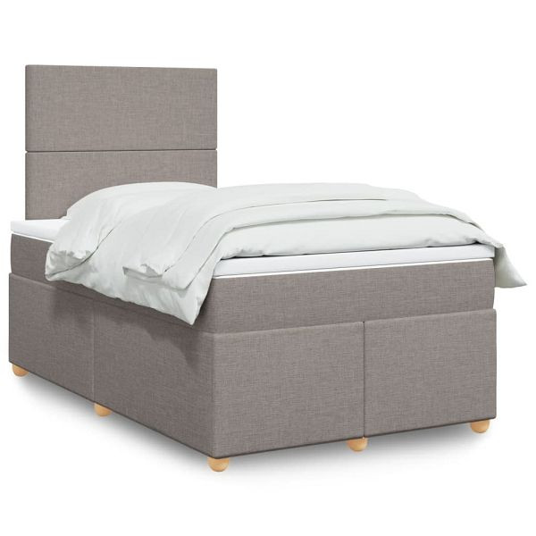 vidaXL Boxspringbett mit Matratze Taupe 120x190 cm Stoff, 3291216