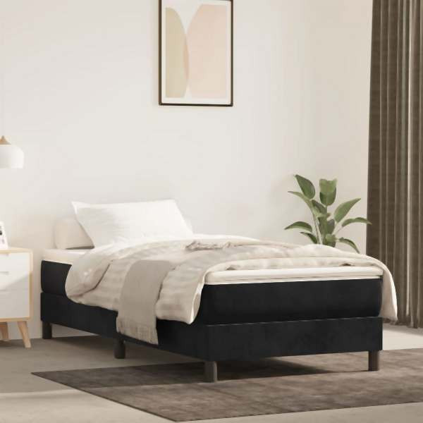 vidaXL Boxspringbett mit Matratze Schwarz 90x190 cm Samt, 3144305