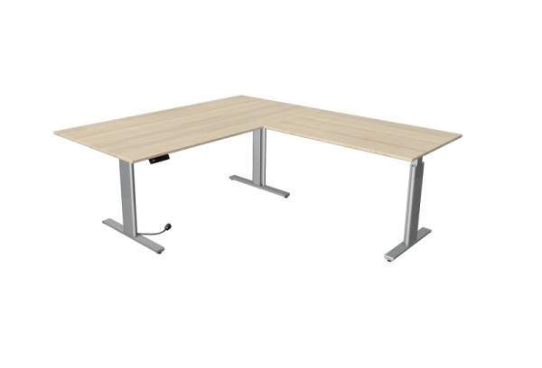 Kerkmann Sitz-/Stehtisch Move 3 silber B 2000 x T 1000 mm mit Anbauelement 1200 x 800 mm, Ahorn, (Montage), 10235750-1