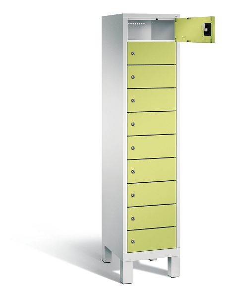 C+P Schließfachschrank Evolo, H1850xB420xT500mm, Farbe: Lichtgrau / Viridingrün, 48010-1210 S10035