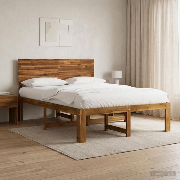 vidaXL Doppelbettgestell mit Kopfteil ROSTOCK Natur 120 x 200 cm, 903336