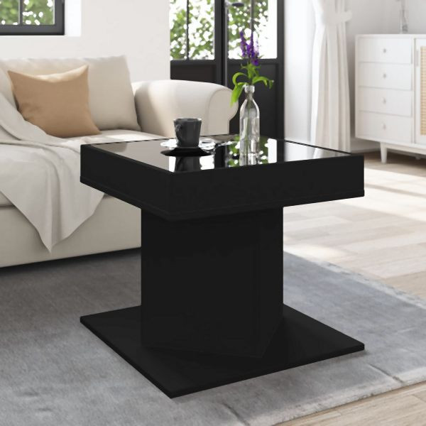 vidaXL LED-Couchtisch Schwarz 50x50x45 cm Holzwerkstoff, 847561