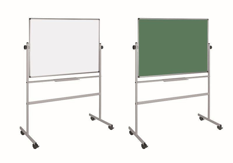 Bi-Office Drehbares Kombi-Whiteboard Magnetisch und Grüne Keramikseite 120x90cm, QR0213