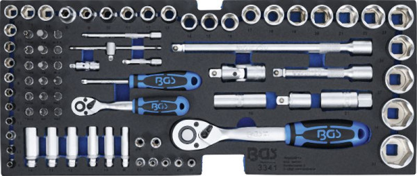 BGS Schaumeinlage für Art. 3312: Steckschlüsselsatz, 12,5 mm (1/2") + 6,3 mm (1/4"), 77-teilig, 3341