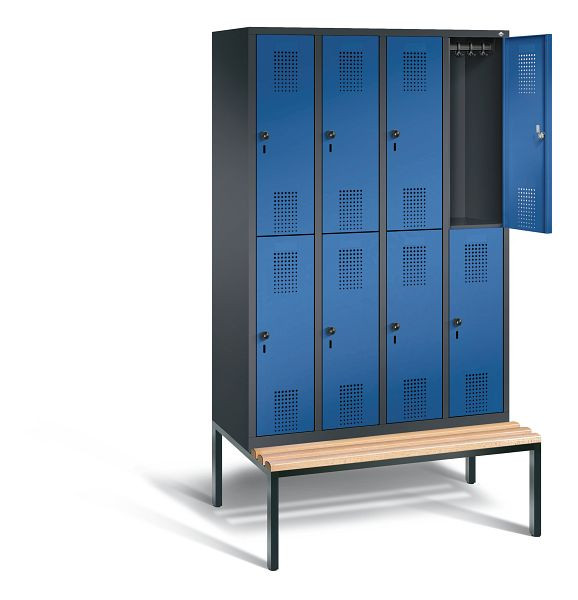 C+P Spind doppelstöckig Evolo, H2090xB1190xT815mm, Farbe: Schwarzgrau / Enzianblau, 48350-40 S10243