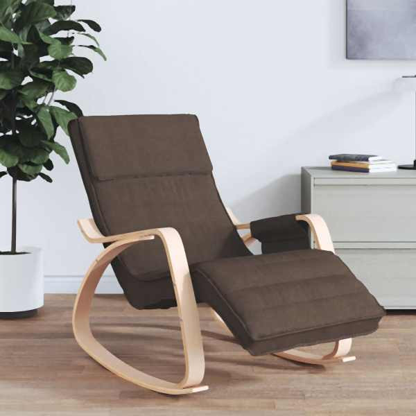 vidaXL Schaukelstuhl Dunkelbraun Stoff, 351078, 8720845742881