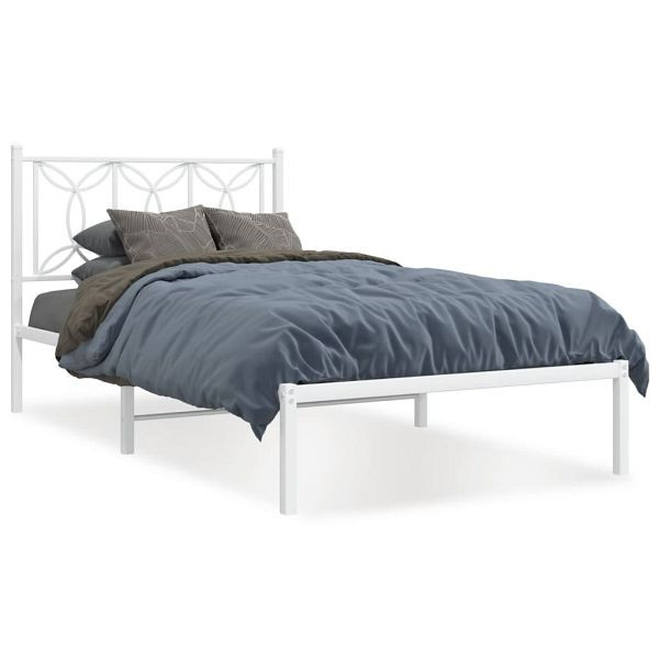 vidaXL Bettgestell mit Kopfteil Metall Weiß 100x190 cm, 376171