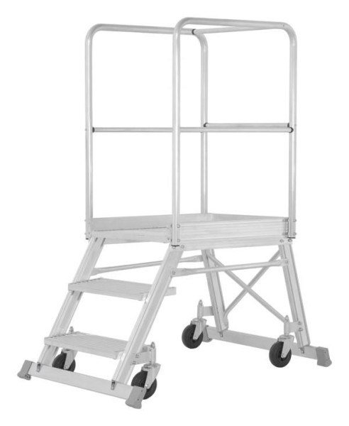 HYMER Podesttreppe fahrbar, einseitig begehbar nach DIN EN 131-7, 3 Stufen, Standhöhe 0,73 m, 688803