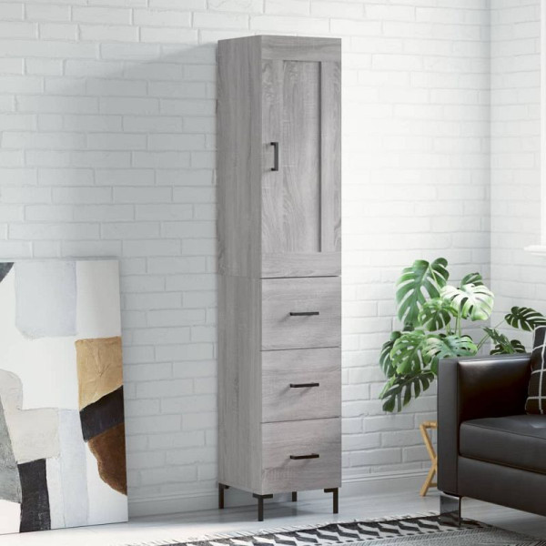 vidaXL Highboard Grau Sonoma 34,5x34x180 cm Holzwerkstoff, 3200199