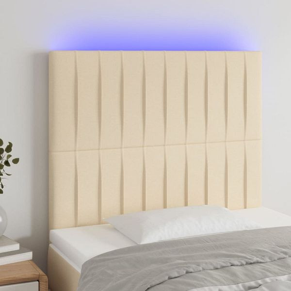 vidaXL LED Kopfteil Creme 100x5x118/128 cm Stoff, 3122657