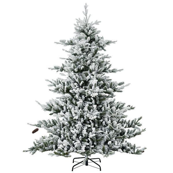 HOMCOM Weihnachtsbaum, Kunsttanne, 1,80m groß, üppige Form, realistisches Aussehen, schneebedeckte Zweige, Tannenzapfen, 830-742V00GN