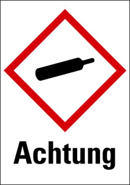 Schilder Klar Gefahrstoffkennzeichnung Achtung Komprimierte Gase, Etiketten einzeln, 52x74 mm Folie selbstklebend, 482/62