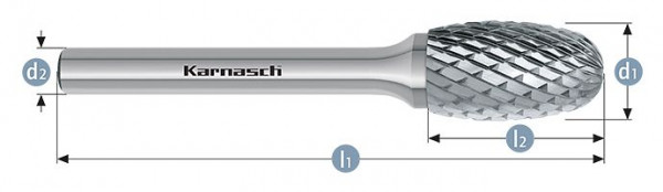 Karnasch Hartmetall-Frässtift unbeschichtet TRE/ HP-6 d1=6 / l2=10 / d2=6 / l1=50mm, VE: 3 Stück, 113044020