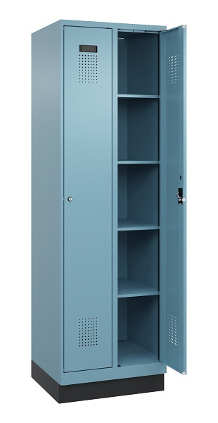C+P Wäsche-Spind Evolo PLUS, mit Sockel, 2 Abteile, 1950x600x500mm, 0010/0010, Verschluss Zylinderschloss, Ablageböden 8, 049020-20B S10048