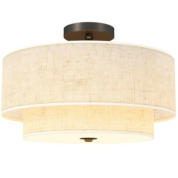 HOMCOM Deckenlampe, Hängeleuchte mit doppelten Schirmen in Leinenoptik, Cremeweiß, B31-574V00CW