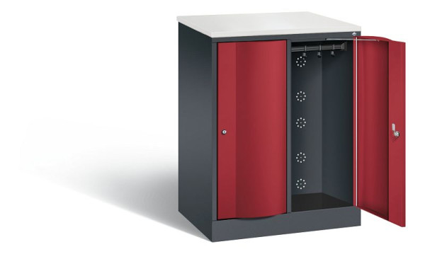 C+P Garderobenschrank Resisto, H1077xB772xT540mm, Farbe: Schwarzgrau / Rubinrot, 8271-272 S10053