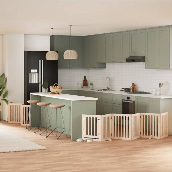 vidaXL 12-tlg. Hundetor mit Tür Faltbar 600 cm Pappelholz, 3155642