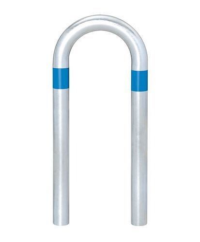 DENIOS Ladesäulen Rammschutz-Bügel, verzinkt, B 360 mm, Ringe blau, zum Einbetonieren, 280393