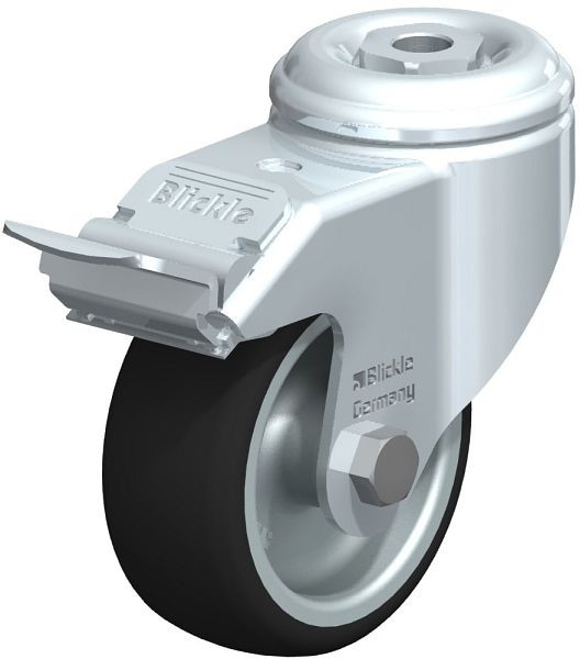 Blickle LKRA-PATH 80G-FI Apparate-Lenkrolle mit Rückenloch & Feststeller, Thermoplastisches Polyurethan, Grau, 226142
