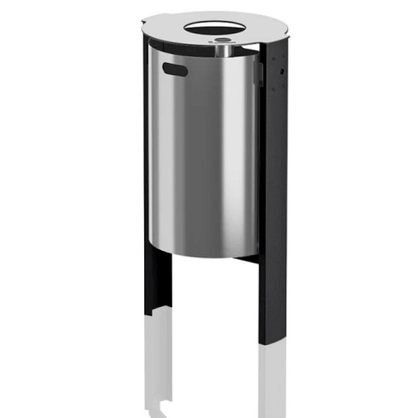 Stein HGS Abfallbehälter 'City 450', mit Ascher, Standmontage (zum Aufschrauben), DB703 anthrazit-eisenglimmer, RAL 3000 feuerrot, 36674-3-17