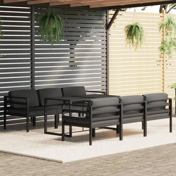 vidaXL 7-tlg. Garten-Lounge-Set mit Kissen Aluminium Anthrazit, 3115923