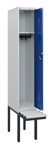 C+P Spind Evolo PLUS, 1 Abteil, 1950x300x815mm, 7035/5010, Zylinderschloss, Material Sitzfläche Kunststoff, 0490405-10 S10087