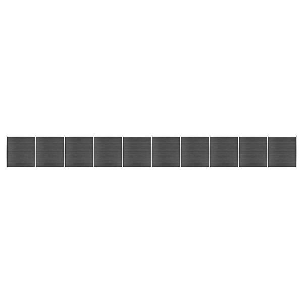 vidaXL Zaunelement Set WPC 1737x186 cm Schwarz, 3070437