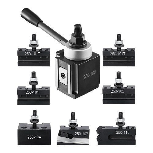 VEVOR Schnellwechsel-Werkzeughalter-Set, 8-tlg, Stahl, für Mini- und Metalldrehmaschinen, 152,4-305 mm Umlaufdurchmesser, KSDJ8JT612INKE424V0