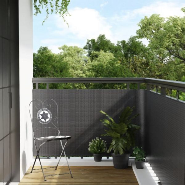 vidaXL Balkon-Sichtschutz Anthrazit 600x90 cm Poly Rattan, 156245