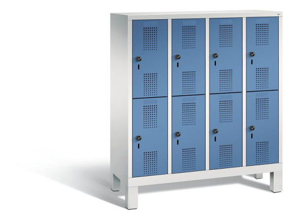 C+P Kindergarten-Spind Evolo, 8 Fächer, H1350xB1190xT300 mm, Grau/Fernblau, 483103-40 S10039