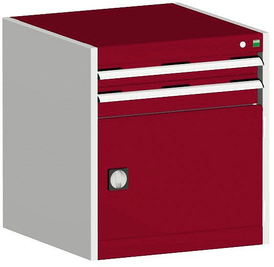bott cubio Schubladenschrank bestückt mit 2 Schubladen, Tür BxTxH: 650 x 525 x 700 mm, RAL 7035/3004, 40011041.24V