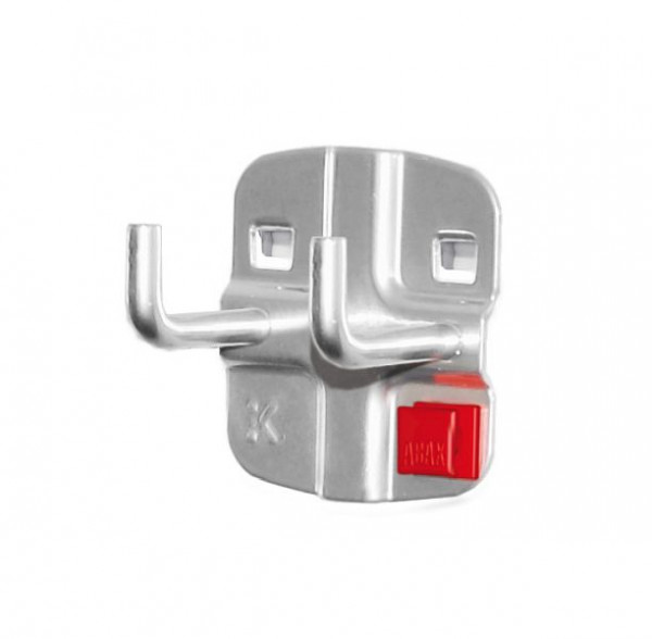 Kappes RasterPlan/ABAX Doppelter Werkzeughalter, L 35 mm, mit senkrechtem Hakenende, Ø 6 mm alufarben, 3340.00.6001