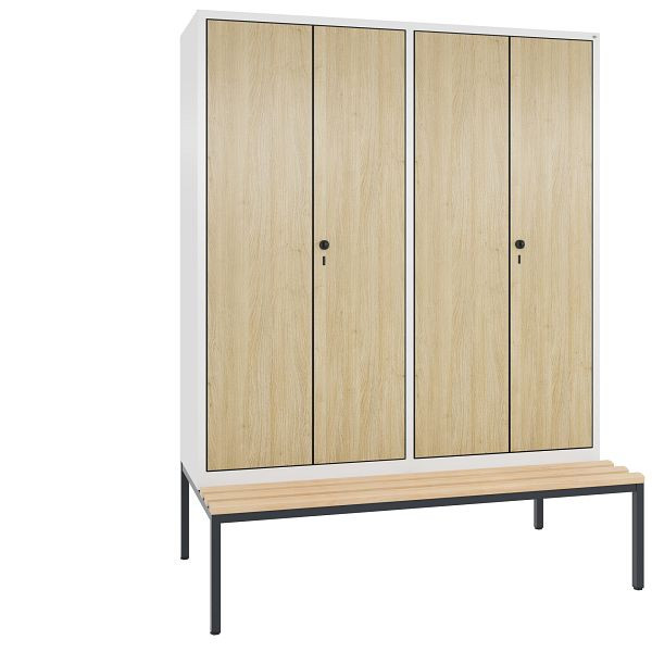 C+P Spind Evolo, 4 Abteile, H2090xB1590xT815 mm, Weiß/MDF Eiche, 48052-42 S10354