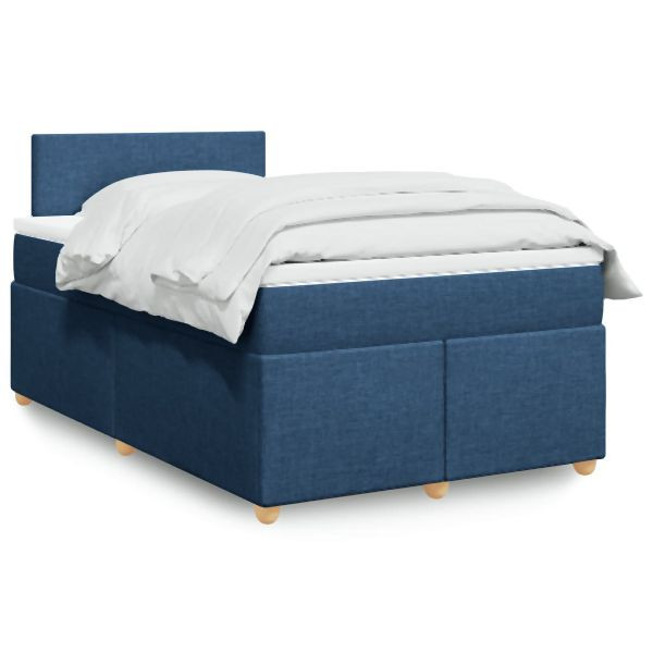 vidaXL Boxspringbett mit Matratze Blau 120x190 cm Stoff, 3288918