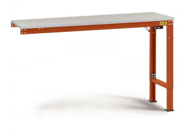 Manuflex ESD-Arbeitstisch UNIVERSAL Spezial Anbautisch mit Kunststoffplatte, BxTxH = 1500 x 1000 x 728-1028 mm, Rotorange, LU8066.2001