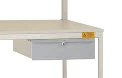 Manuflex ESD-Einzelschubfach in Alusilber ähnlich RAL 9006, mit Schloss, BxTxH= 425 x 550 x 135 mm, Alusilber, LC4133.9006