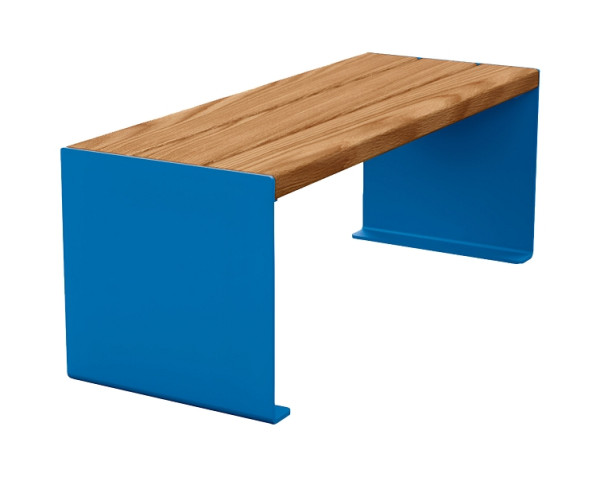 Procity Sitzbank Kube, 1200 mm, Stahl & Holz Ohne Rückenlehne, helle Eiche/RAL 5010, 306390.5010.CHEC