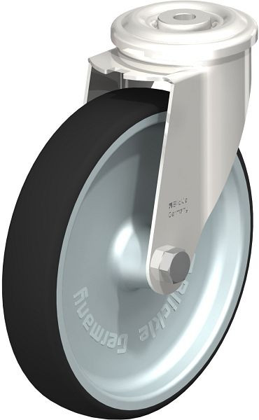Blickle LEXR-PATH 200G Edelstahl-Lenkrolle mit Rückenloch, Thermoplastisches Polyurethan, Grau, 847108