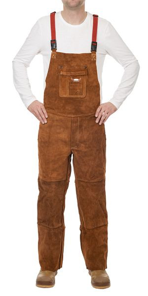ELMAG Schweißer Latzhose Größe XXXXL, WELDAS 44-7440/7648, Lava Brown Spalt-Rindleder, Länge: 156 cm, 59190