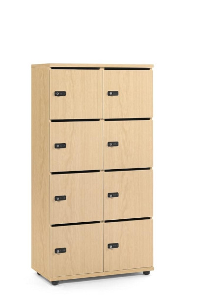 Deskin Schließfachschrank OFFICE-LINE mit 8 Fächern, Buchedekor, 800 x 420 x 1530 mm, mit Posteinwurf, 2 Abteile, Korpus: Buchedekor, 289992