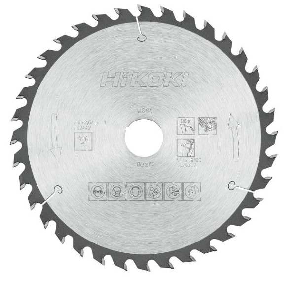 HiKOKI TCT Kreissägeblatt Holz 210x30 Z36 Wechselzahn, 752442