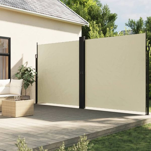 vidaXL Seitenmarkise Ausziehbar Creme 200x1000 cm, 4004760