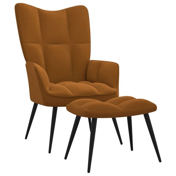 vidaXL Relaxsessel mit Hocker Braun Samt, 328092, 8720286424636