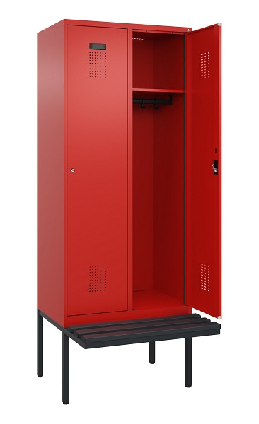 C+P Spind Evolo PLUS, 2 Abteile, 2120x800x815mm, 3020/3020, Haken 4, Zylinderschloss, Material Sitzfläche Kunststoff, 0490407-22 S10106