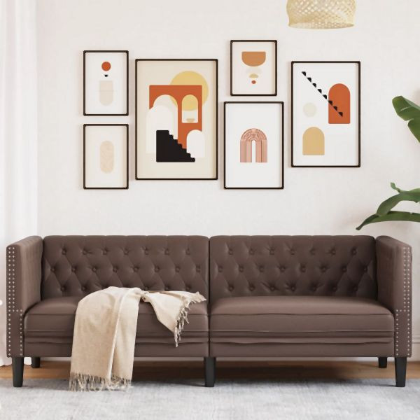 vidaXL Chesterfield-Sofa 3-Sitzer Braun Kunstleder, 372668