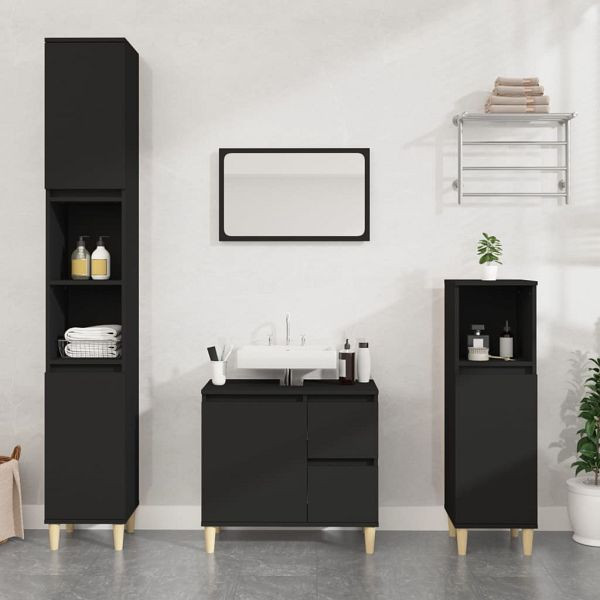 vidaXL Badschrank Schwarz 65x33x60 cm Holzwerkstoff, 819821