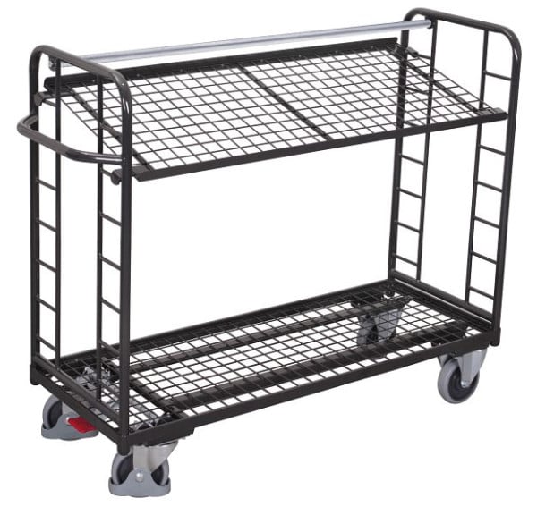 VARIOfit Etagenwagen mit 2 Drahtgitterböden, Außenmaße: 1.510 x 550 x 1.235 mm, RAL 7016 anthrazitgrau, sw-540.223/AG