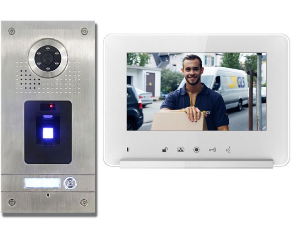 Anthell Electronics 1-Familien Fingerprint Farb-Video-Sprechanlage Set mit Bildspeicher, mit 7" Monitor, CKZ1-690S1-1