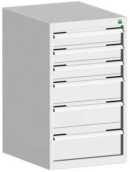 bott cubio Schubladenschrank bestückt mit 6 Schubladen BxTxH: 525 x 525 x 900 mm, RAL 7035, 40010039.16V